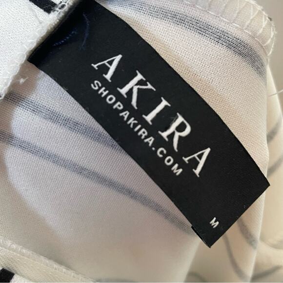 AKIRA white & black stripe wide leg high waisted pants trousers size medium - Picture 4 of 6